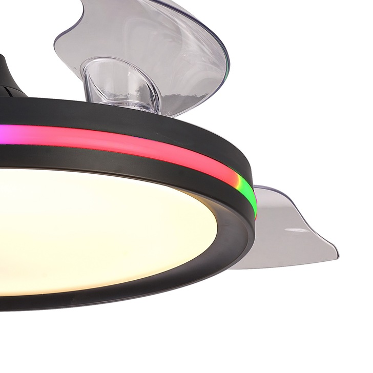 Mantra Rafaga Semi-Flush Black RGB/White Led Ceiling Fan Light Complete With Remote - 3000K - 6500K - RGB