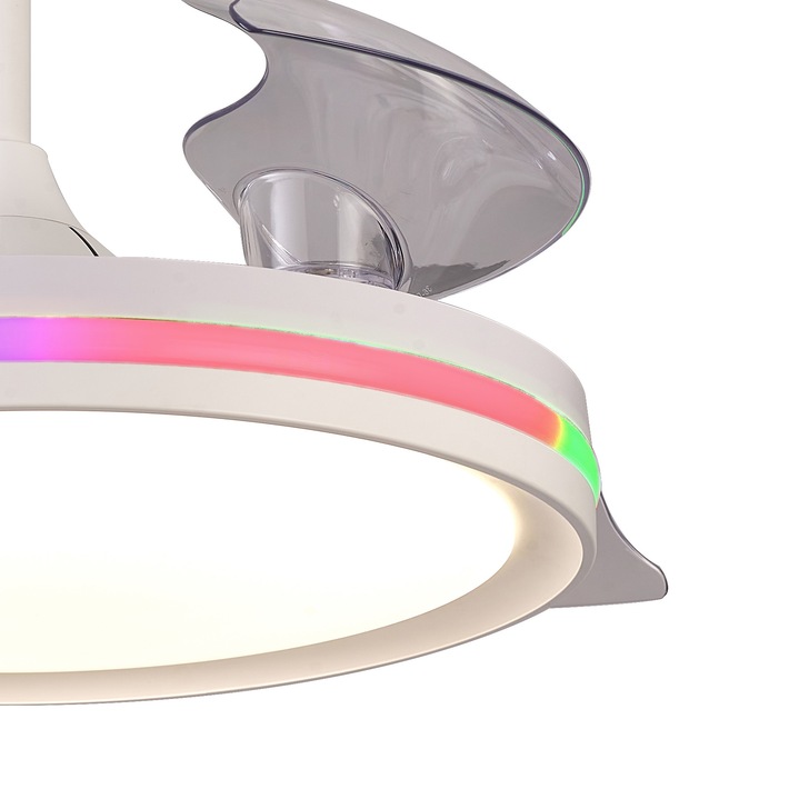 Mantra Rafaga Semi-Flush White RGB/White Led Ceiling Fan Light Complete With Remote - 3000K - 6500K - RGB