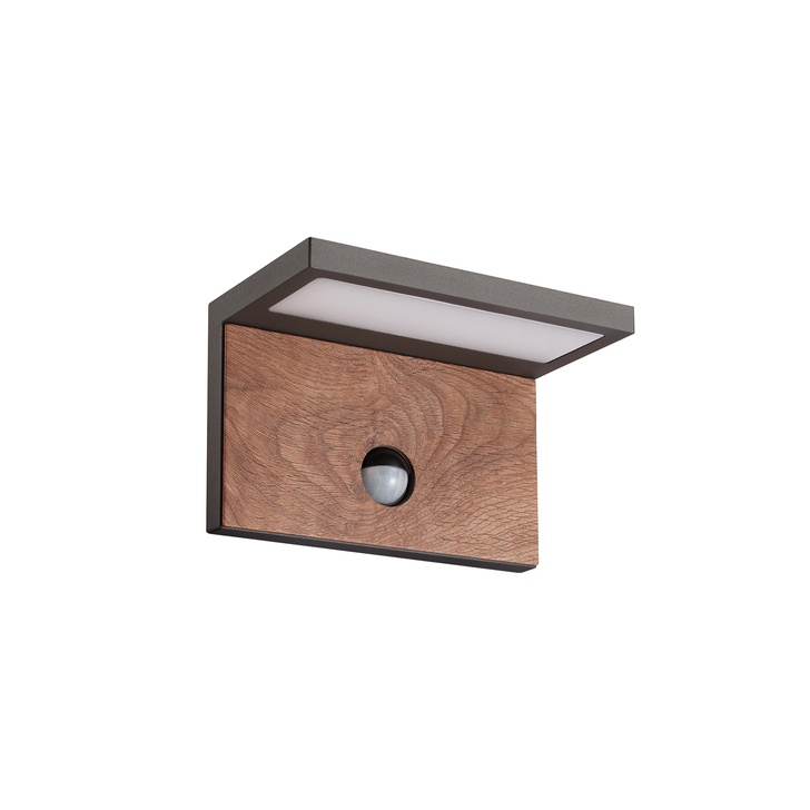 Mantra Ruka Anthracite And Walnut Led Exterior Wall Light Complete With Pir Sensor - IP54 - 3000K