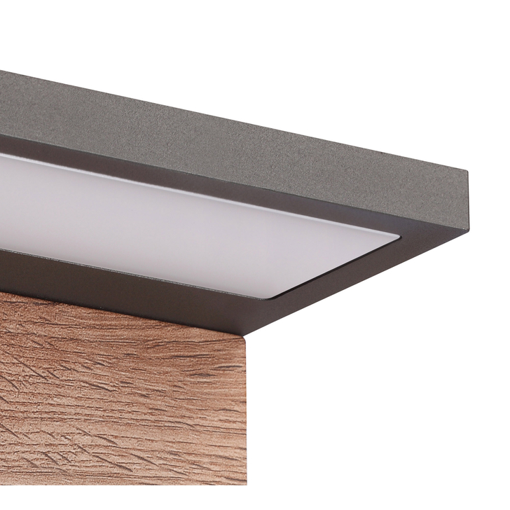 Mantra Ruka Anthracite And Walnut Led Exterior Wall Light Complete With Pir Sensor - IP54 - 3000K