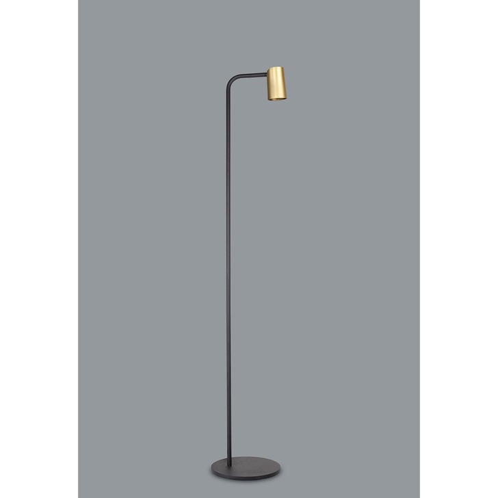 Mantra Sal Matt Black/Satin Gold Adjustable Reading Floor Lamp