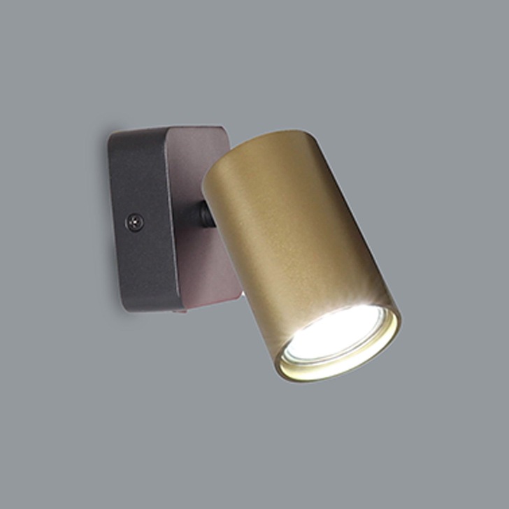 Mantra Sal Matt Black/Satin Gold Switched Wall Adjustable Spotlight