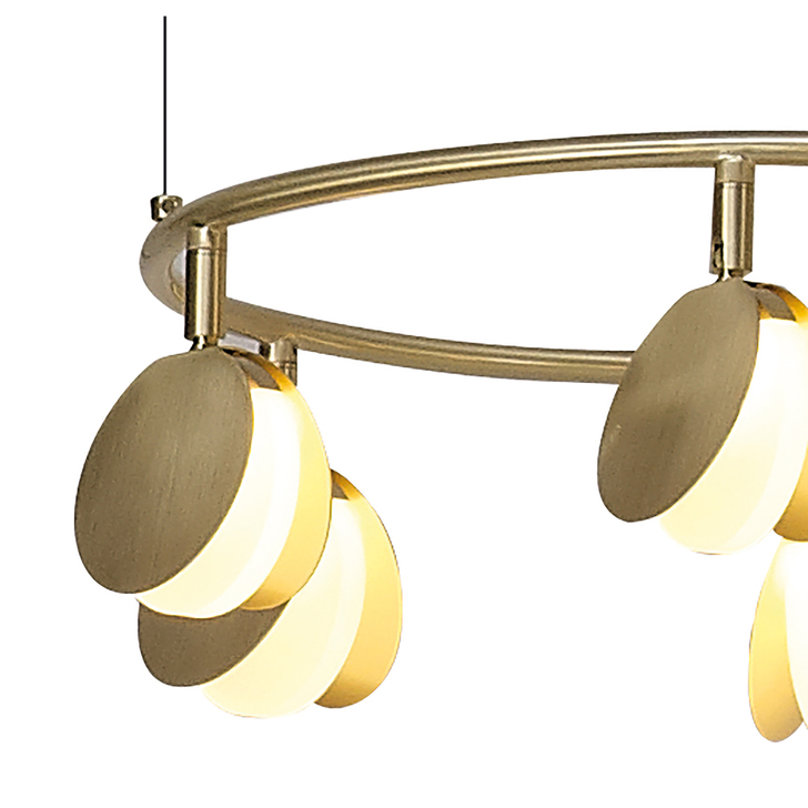 Mantra Shell Gold Round Disc 6 Light Led Pendant Light - 3000K