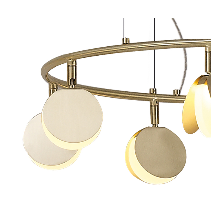 Mantra Shell Gold Round Disc 8 Light Led Pendant Light - 3000K