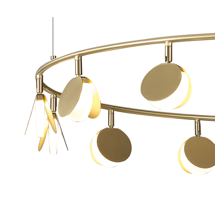 Mantra Shell Gold Round Disc Extra Large 14 Light Led Pendant Light - 3000K