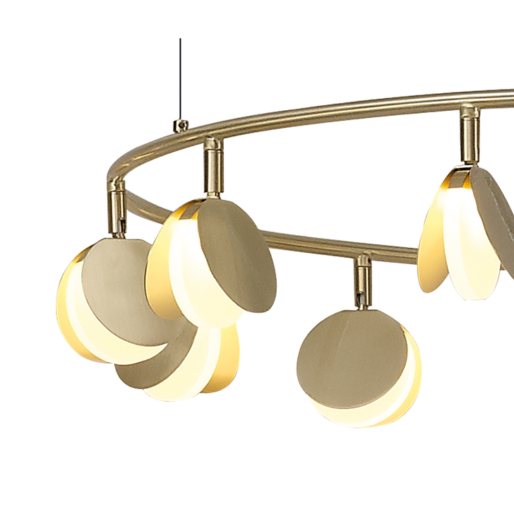 Mantra Shell Gold Round Disc Large 12 Light Led Pendant Light - 3000K