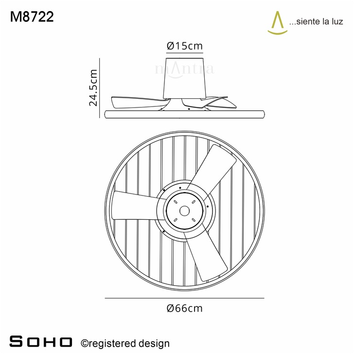 Mantra Soho Fush White And Wood Led Ring Ceiling Fan Light Controllable Via Remote Or App - 2700K - 5000K