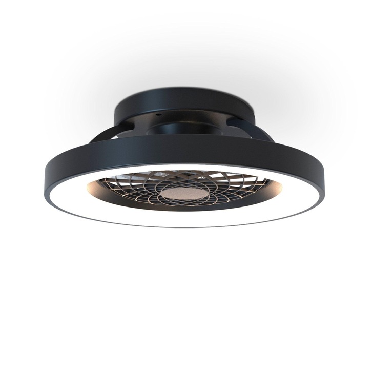 Mantra Tibet Mini Black LED Ceiling Light With Built-In Reversible Fan C/W Remote Control