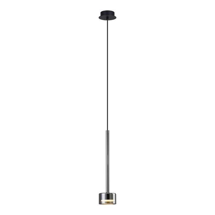 Mantra Tonic Chrome/Black Single Pendant Light With Chrome Glass Complete With 3000K GX53 Led Lamp