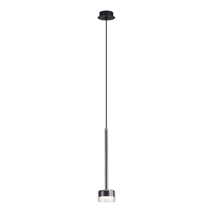 Mantra Tonic Chrome/Black Single Pendant Light With Clear Glass Complete With 3000K GX53 Led Lamp