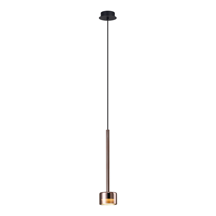 Mantra Tonic Copper/Black Single Pendant Light With Copper Glass Complete With 3000K GX53 Led Lamp