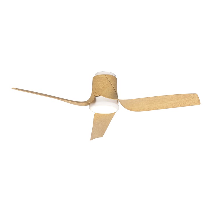 Mantra Ushuaia White And Wood Flush Led Ceiling Fan Light Complete With Remote - 2700K - 5000K