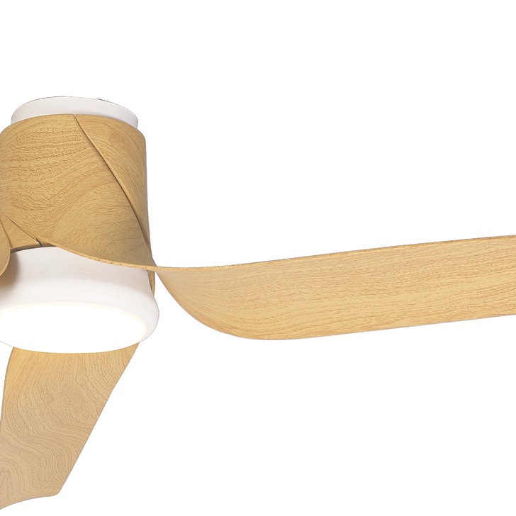 Mantra Ushuaia White And Wood Flush Led Ceiling Fan Light Complete With Remote - 2700K - 5000K