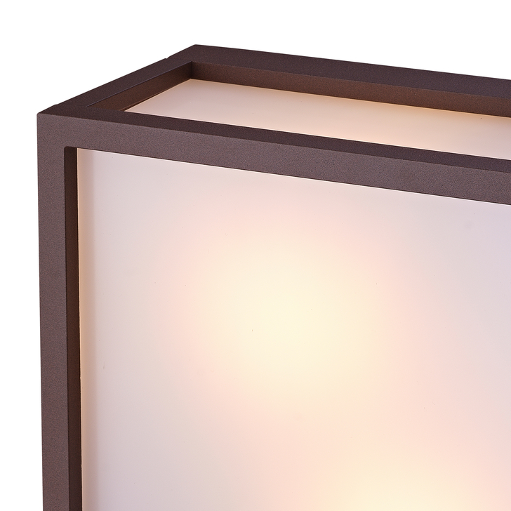 Mantra Utah Brown Square Exterior 2 Light Bulkhead Light Complete With Opal Lens - IP65