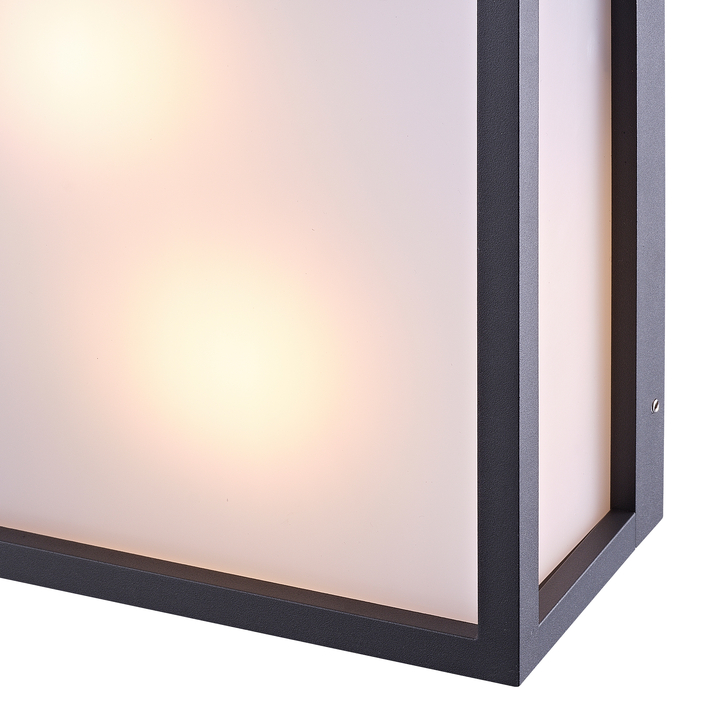 Mantra Utah Graphite Square Exterior 2 Light Bulkhead Light Complete With Opal Lens - IP65