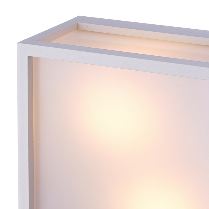 Mantra Utah White Square Exterior 2 Light Bulkhead Light Complete With Opal Lens - IP65