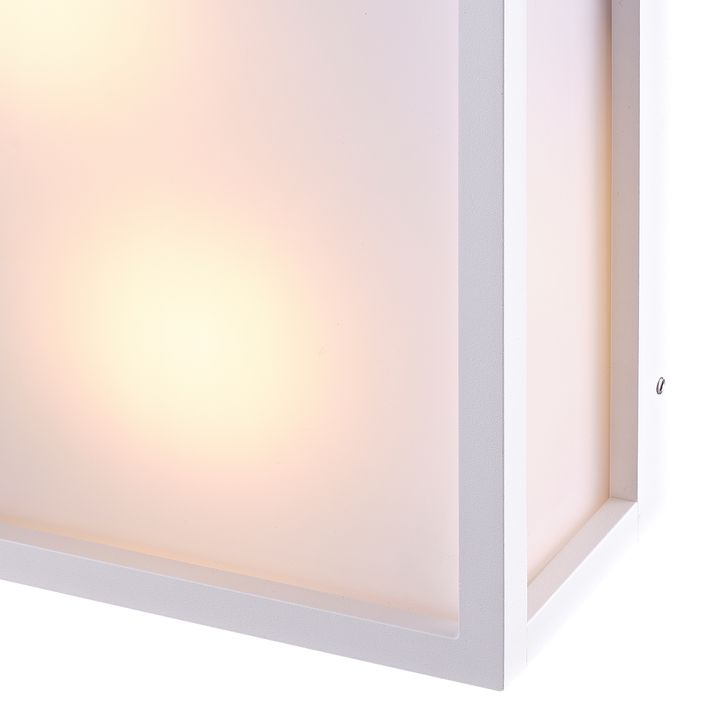 Mantra Utah White Square Exterior 2 Light Bulkhead Light Complete With Opal Lens - IP65