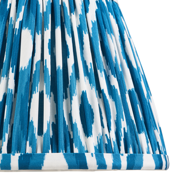 Marlin Blue Ikat Patterned Fabric 20cm Shade - E14/E27/B22 With Fixed Metal Gimbal