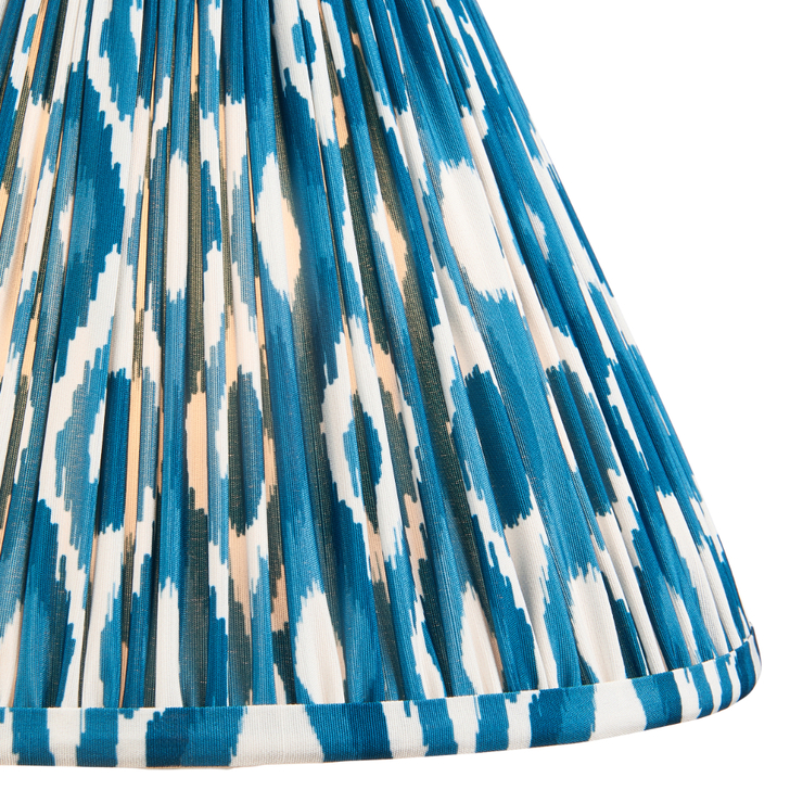 Marlin Blue Ikat Patterned Fabric 30cm Shade - E14/E27/B22 With Fixed Metal Gimbal