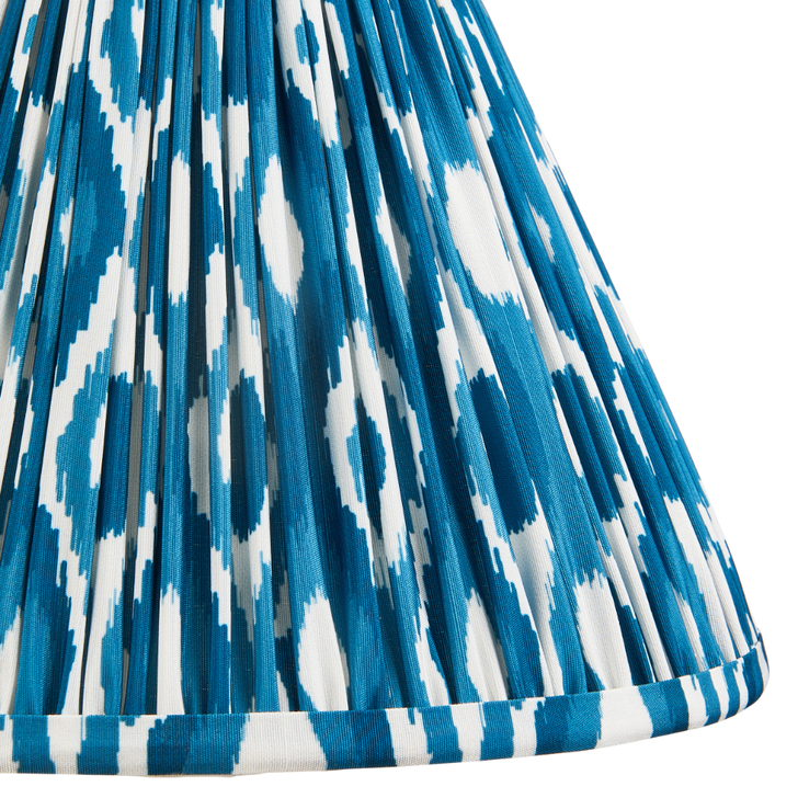 Marlin Blue Ikat Patterned Fabric 30cm Shade - E14/E27/B22 With Fixed Metal Gimbal