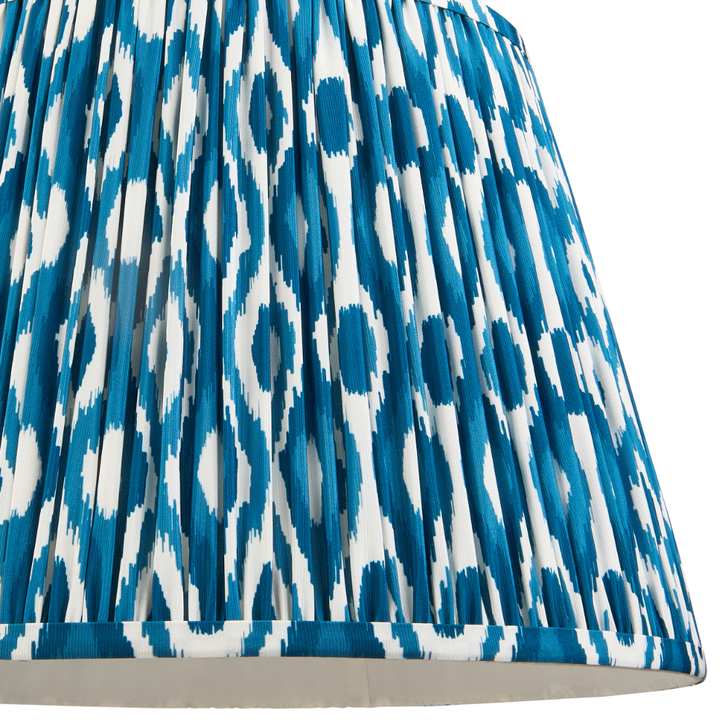 Marlin Blue Ikat Patterned Fabric 40cm Shade - E14/E27/B22 With Fixed Metal Gimbal