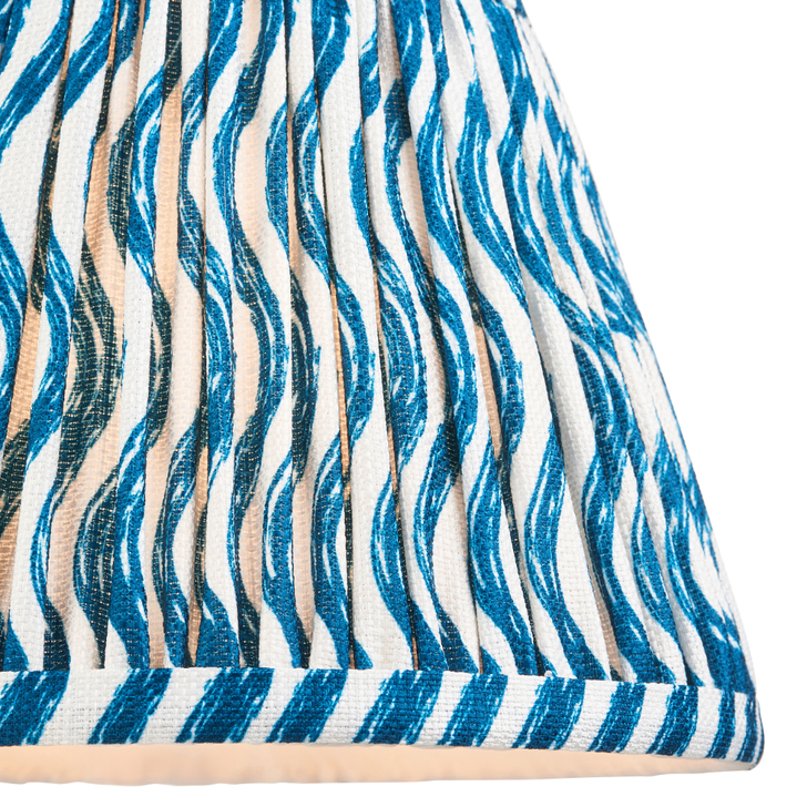 Marlin Blue Ripple Patterned Tapered Fabric 20cm Shade - E14/E27/B22 With Fixed Metal Gimbal