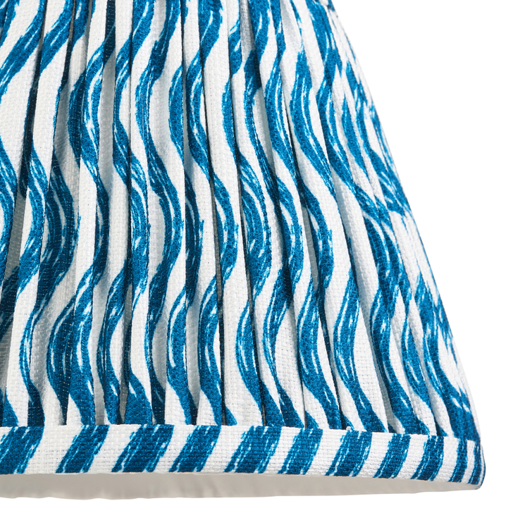 Marlin Blue Ripple Patterned Tapered Fabric 20cm Shade - E14/E27/B22 With Fixed Metal Gimbal