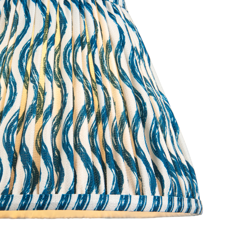 Marlin Blue Ripple Patterned Tapered Fabric 25cm Shade - E14/E27/B22 With Fixed Metal Gimbal
