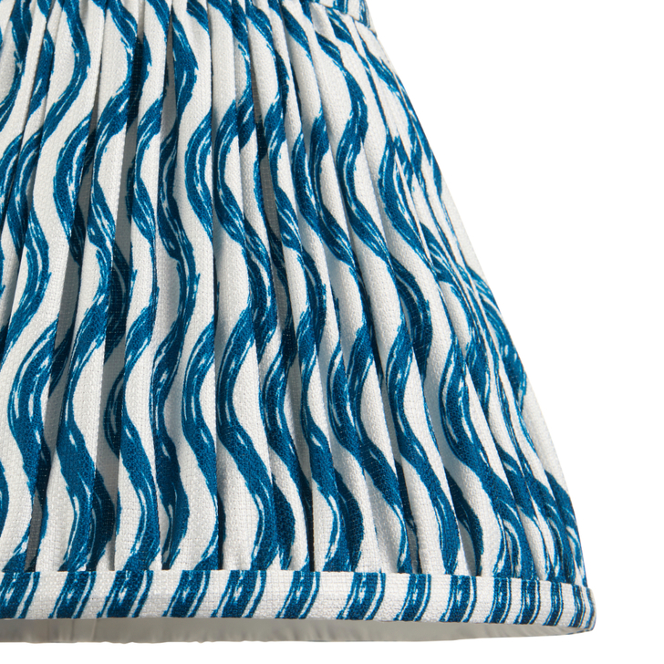 Marlin Blue Ripple Patterned Tapered Fabric 25cm Shade - E14/E27/B22 With Fixed Metal Gimbal