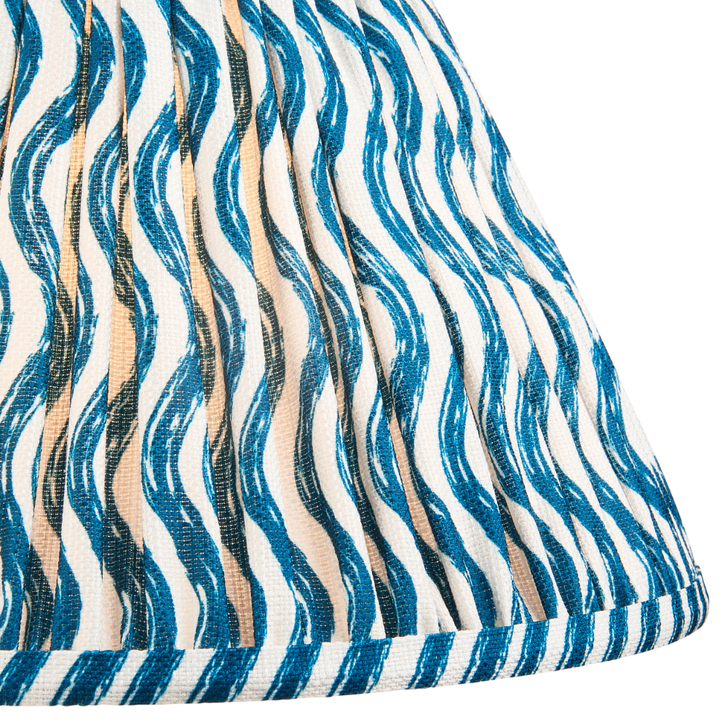 Marlin Blue Ripple Patterned Tapered Fabric 30cm Shade - E14/E27/B22 With Fixed Metal Gimbal