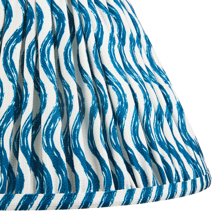 Marlin Blue Ripple Patterned Tapered Fabric 30cm Shade - E14/E27/B22 With Fixed Metal Gimbal