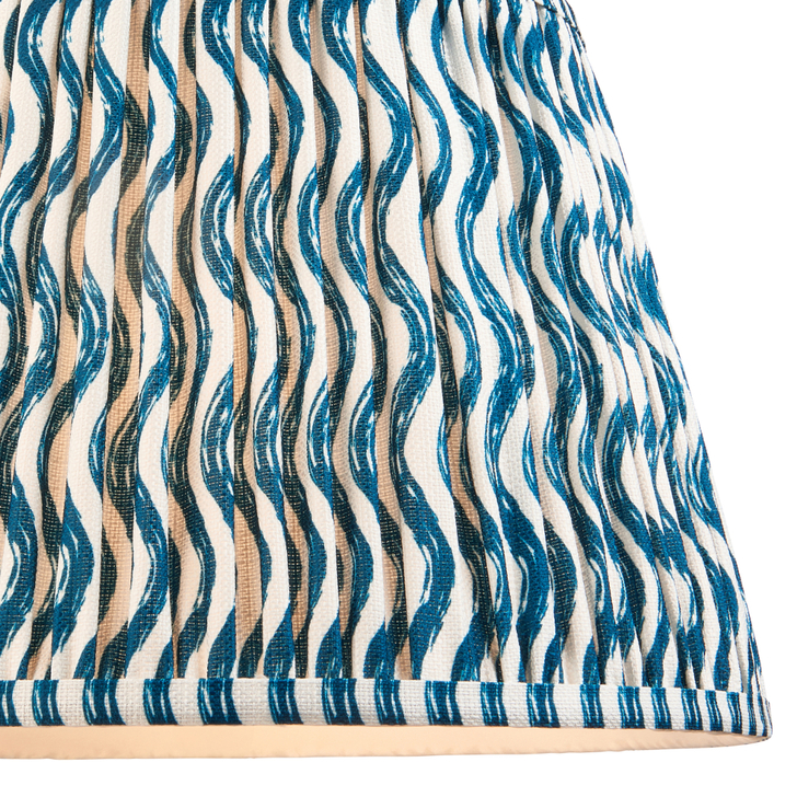 Marlin Blue Ripple Patterned Tapered Fabric 35cm Shade - E14/E27/B22 With Fixed Metal Gimbal