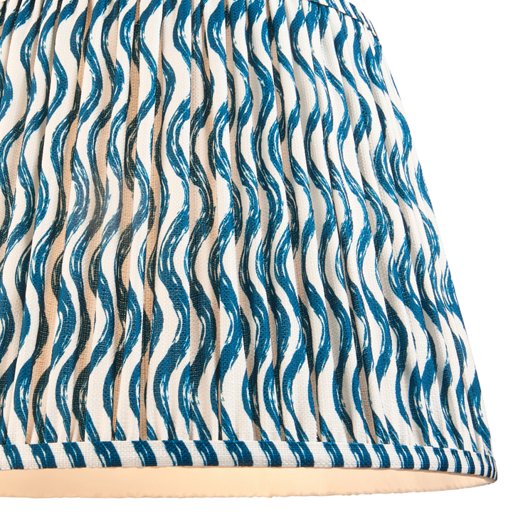 Marlin Blue Ripple Patterned Tapered Fabric 40cm Shade - E14/E27/B22 With Fixed Metal Gimbal