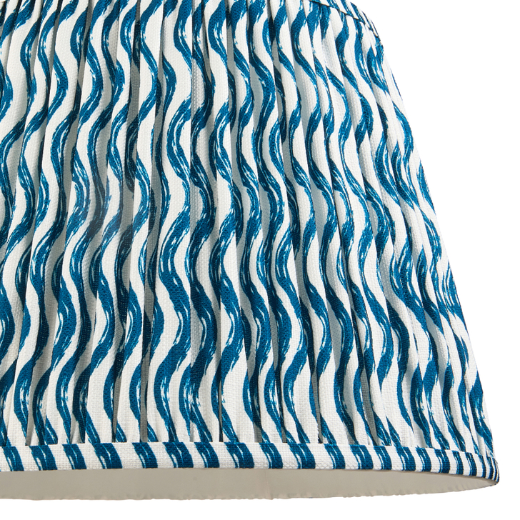 Marlin Blue Ripple Patterned Tapered Fabric 40cm Shade - E14/E27/B22 With Fixed Metal Gimbal
