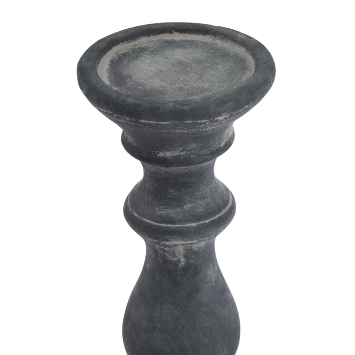 Medium Detailed Grey Ceramic Candle Holder