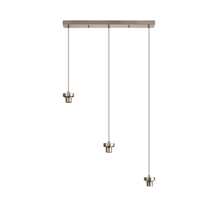 Merlot 3 Light Linear Bar Pendant Satin Nickel With Clear Cylindrical Ribbed Glass - Bespoke