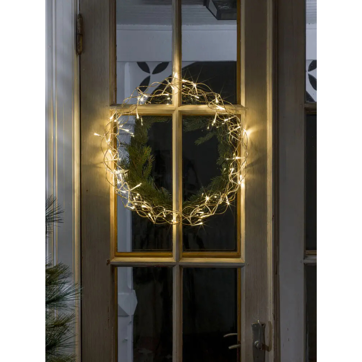 Metal Wreath Gold Colour 45cm 48 Warm White Led IP20