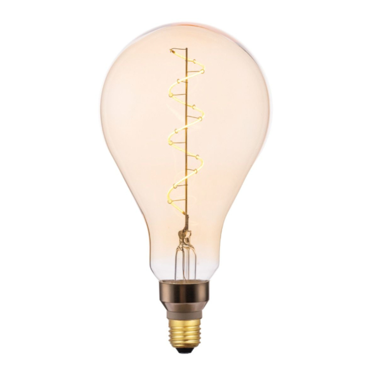 Milan Single Pendant Matt Black With Large Amber Spiral Filament Bulb