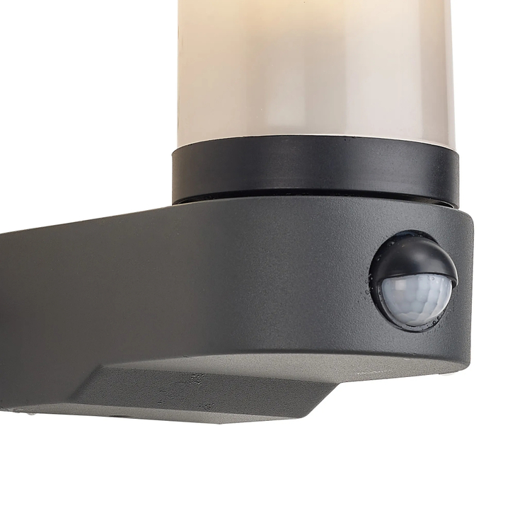 Milo Tubular Wall Lamp PIR IP54 Dark Grey