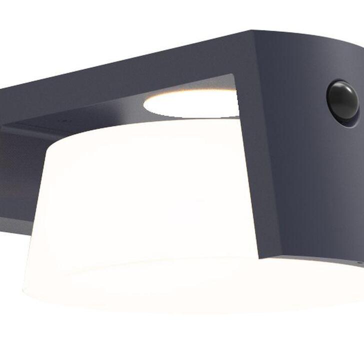 Modern Solar Powered Led Wall Light With Pir Motion Sensor in Grey - 4000K, IP44