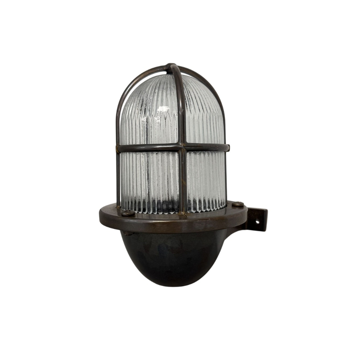 Navigator Armada Antique Brass Wall Lantern Complete With Ribbed Clear Glass - IP64, Solid Brass, Coastal