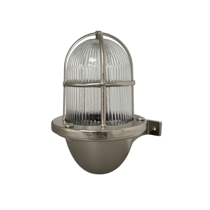 Navigator Armada Satin Nickel Wall Lantern Complete With Ribbed Clear Glass - IP64, Solid Brass, Coastal