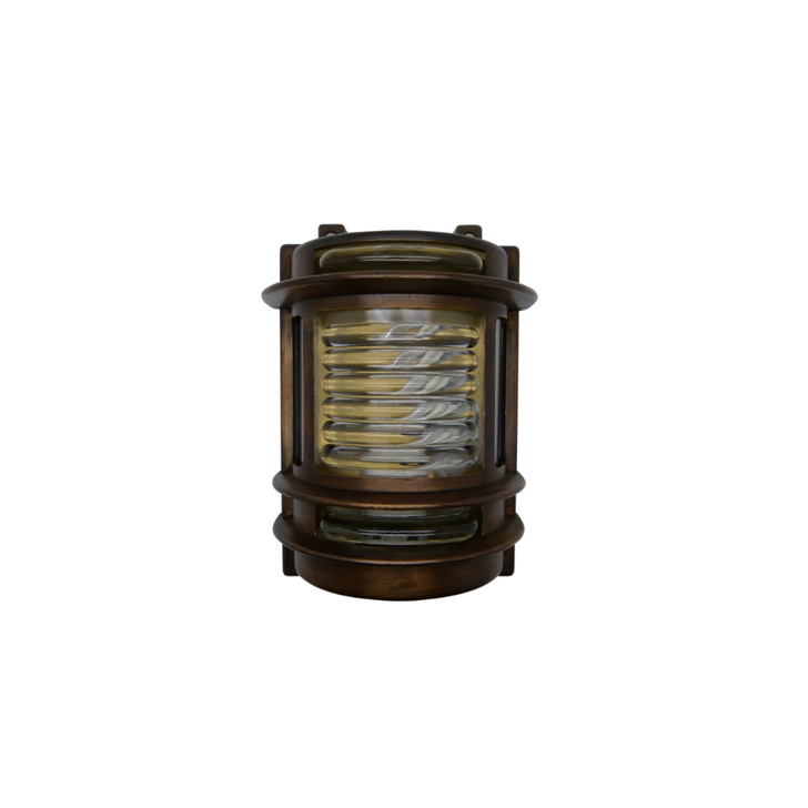 Navigator Cargo Antique Brass Wall Light With Clear Glass - IP64, Solid Brass, Coastal