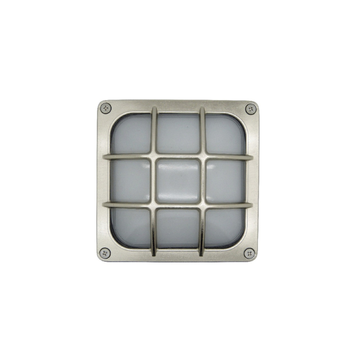 Navigator Francis Satin Nickel Square Wall Light - IP64, Solid Brass, Coastal