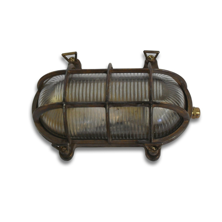 Navigator Horatio Antique Brass Oval Bulkhead - IP64, Solid Brass, Coastal