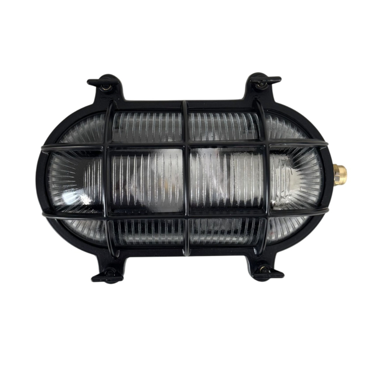 Navigator Horatio Black Oval Bulkhead - IP64, Solid Brass, Coastal