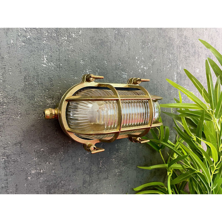 Navigator Horatio Junior Raw Brass Oval Bulkhead - IP64, Solid Brass, Coastal