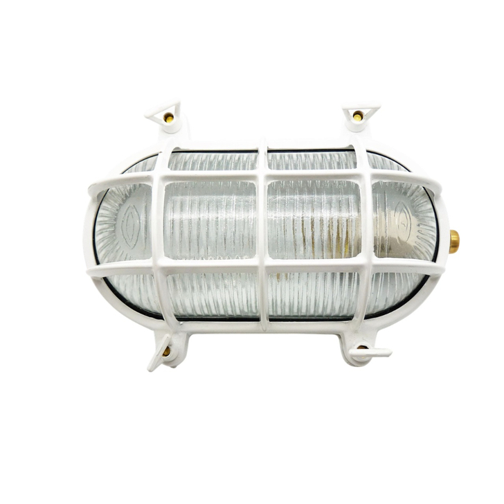 Navigator Horatio White Oval Bulkhead - IP64, Solid Brass, Coastal