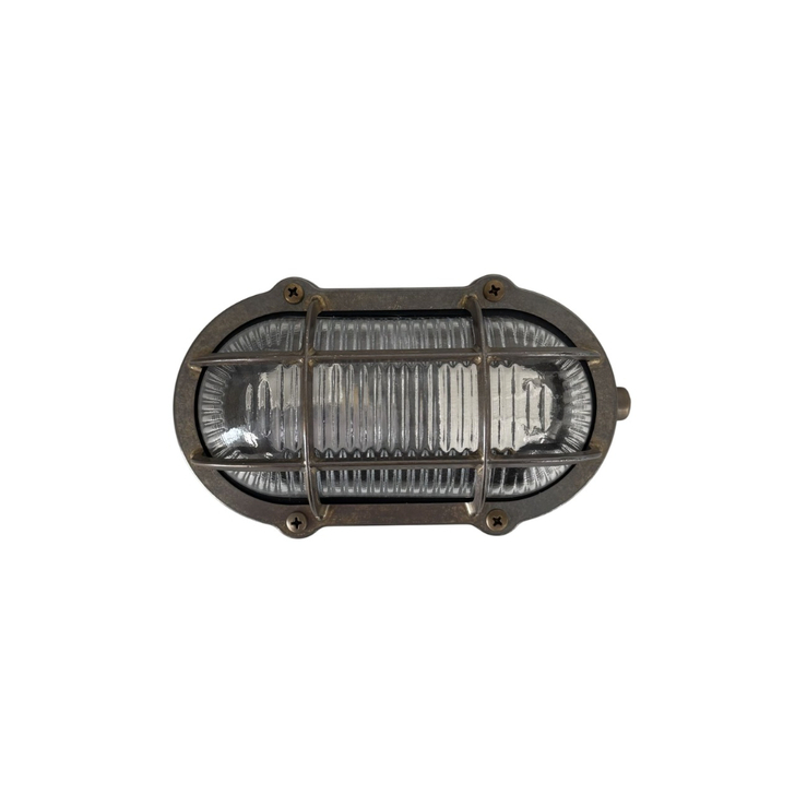 Navigator Merchant Antique Brass Oval Bulkhead - IP64, Solid Brass, Coastal