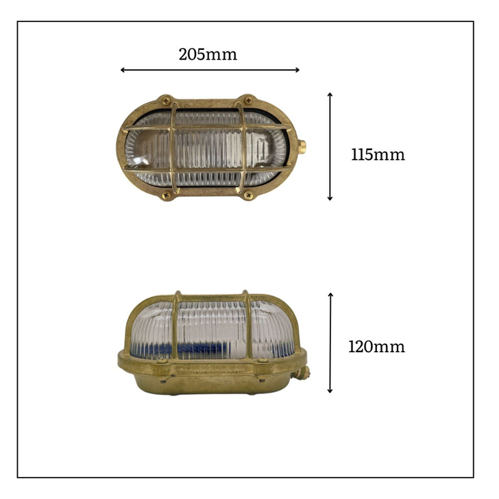 Navigator Merchant Antique Brass Oval Bulkhead - IP64, Solid Brass, Coastal